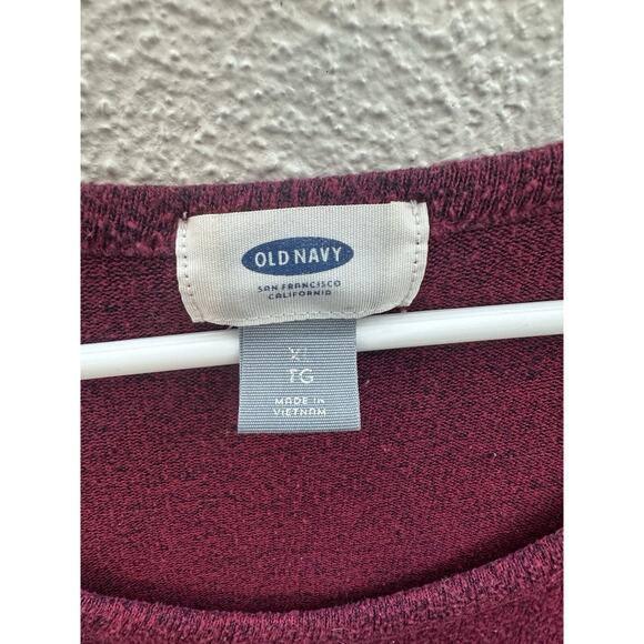 Old Navy Womens Top Size XL Maroon Heathered Long Sleeve Round Neck Soft - Picture 4 of 10